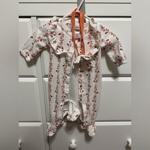 Adorable White and Red Floral Kids Footie